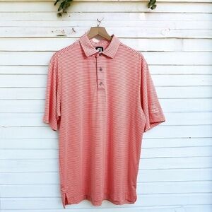 Footjoy Striped Performance Short Sleeve Golf Polo Shirt, Size Large